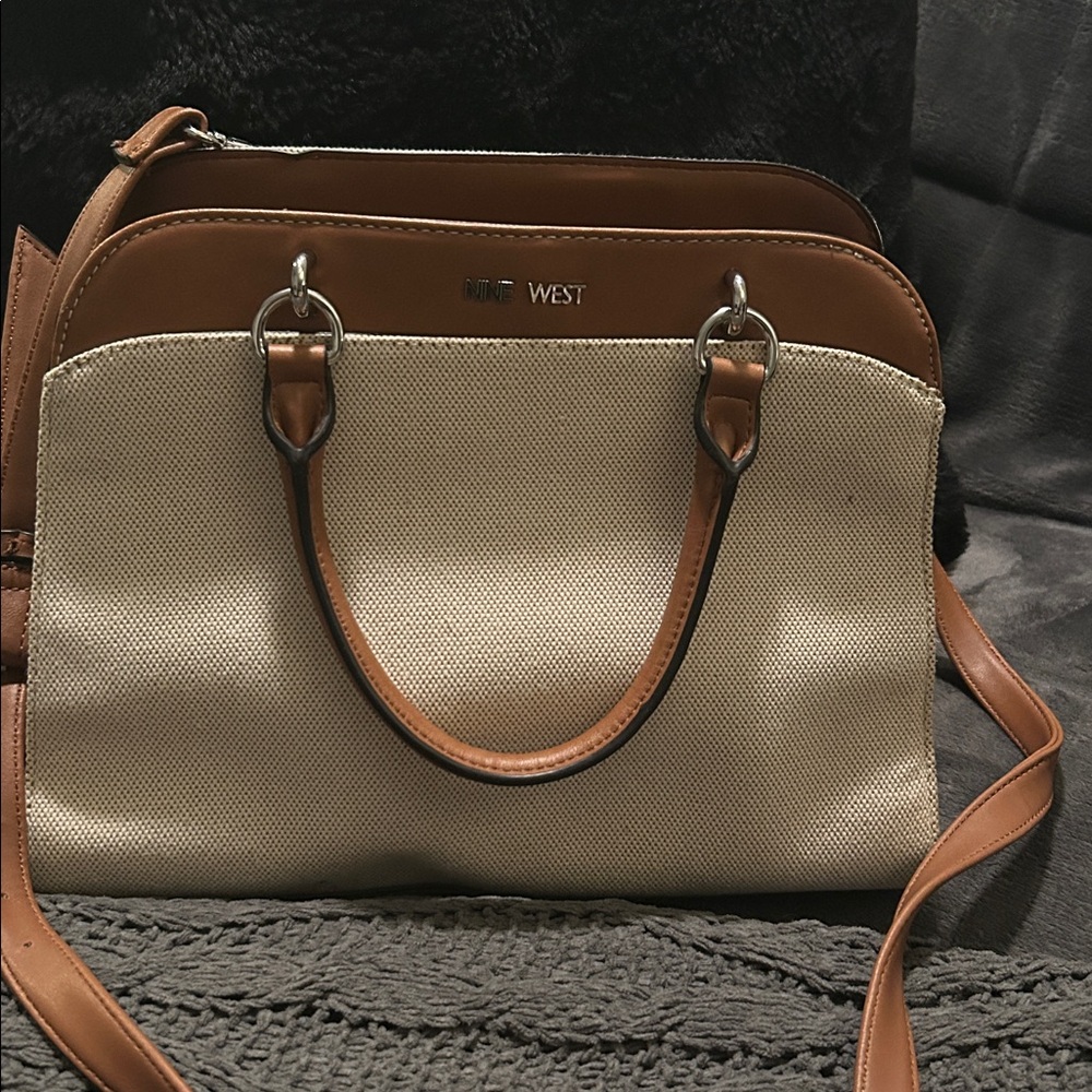 Nine West Beige and Brown Satchel
